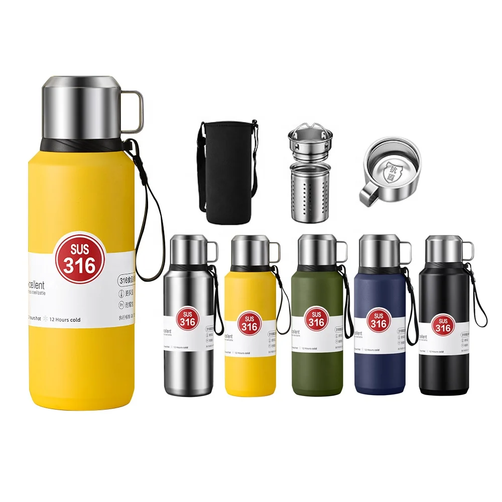 Beauchy 316 stainless steel large capacity water bottle cup outdoor sports travel office vacuum cup Solid color flasks