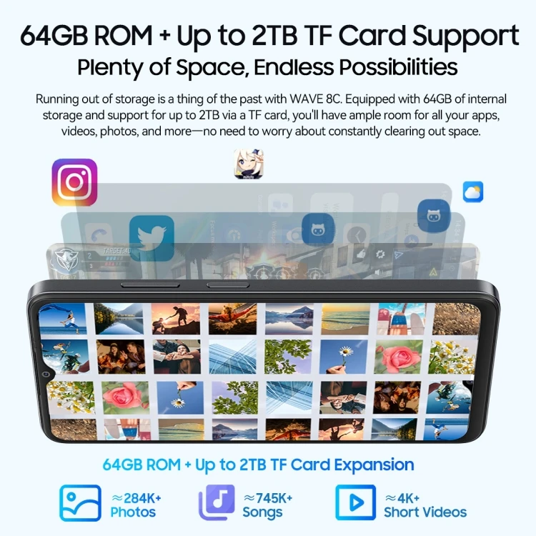 2024 Hot Selling Original Blackview Wave 8C Smartphone 6.56-inch HD+IPS Display Octa Core 4700mAh Android 14 Mobile Phones