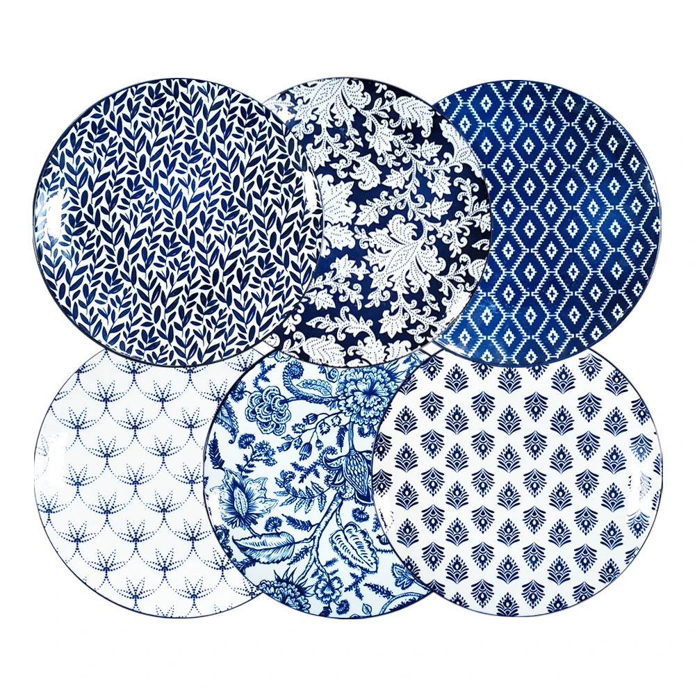 factory supply pad printing dark blue porcelain plates for wholesale and home your logo acceptable popular ceramic dinnerware