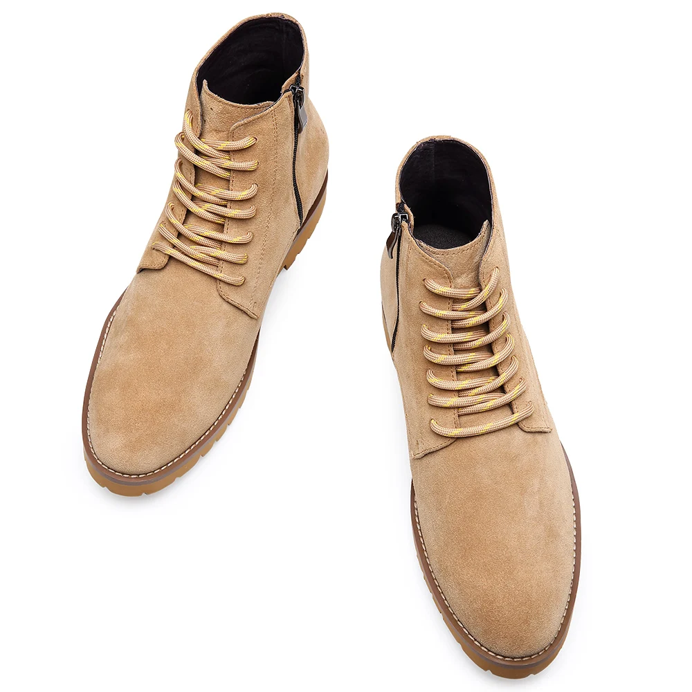 Custom made handmade invisible increase height increasing shoes soft insole suede leather elevator men boots