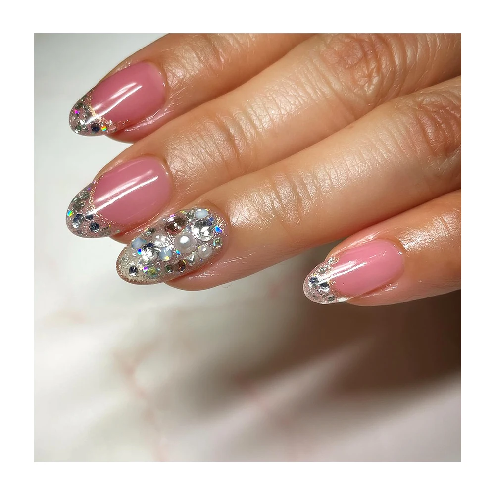 In Stock Nude Solid Color French Tips Oval Short Nails Wholesale Custom Design Repeatable Self Adhesive Women Fake Nails