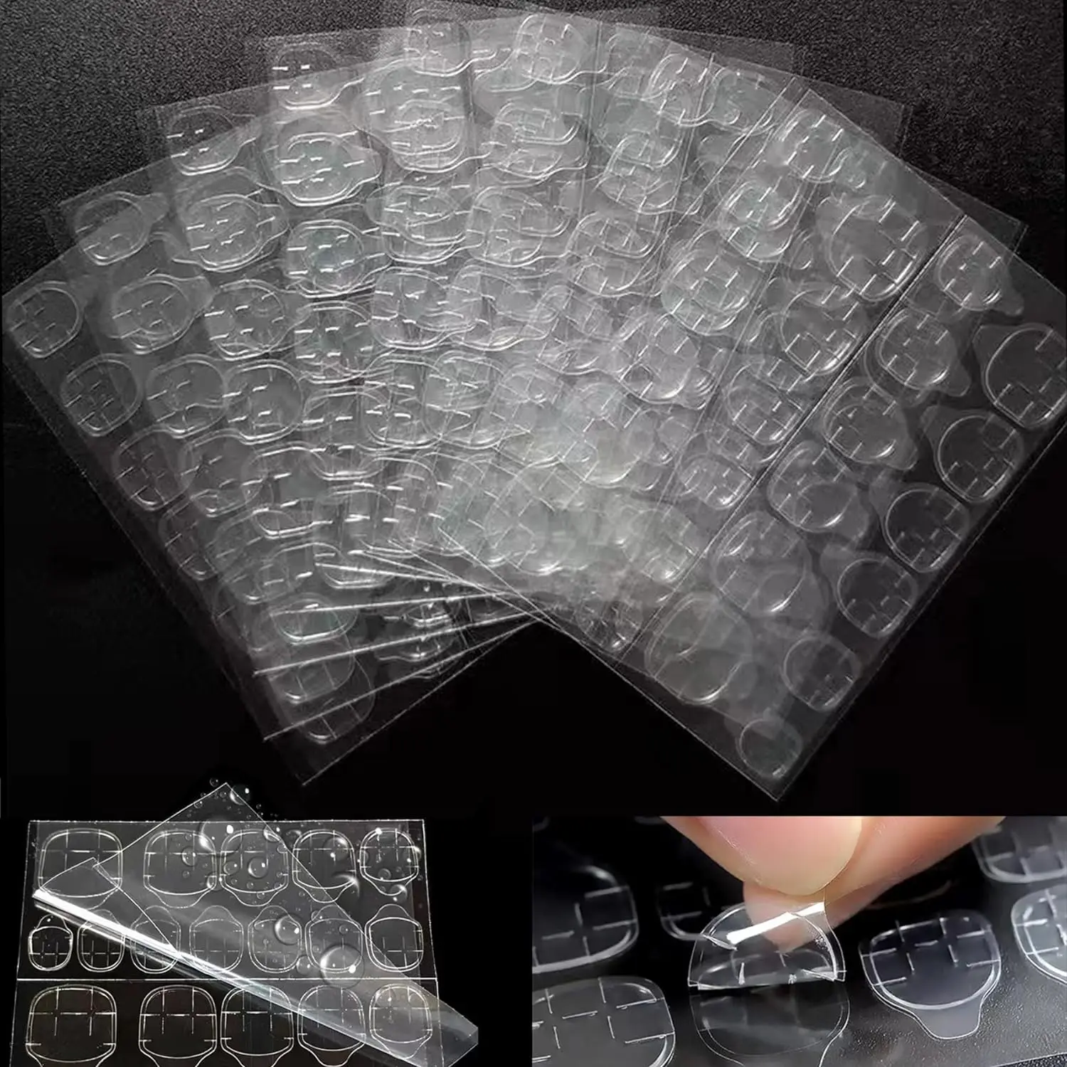 Silicon Nails Adhesive Tabs Jelly Super Sticky Jelly Double-Sided Nail Plate Waterproof Adhesive Tape Transparent