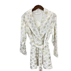 Customized hot stamping robe soiree 2022 flannel foil print robe princesse warm wholesale bathrobe