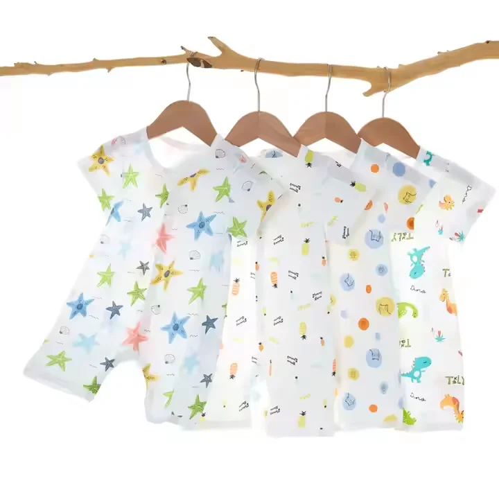 Newborn Baby Spring Summer Overalls Baby Boys Girls Romper Short Sleeve Jumpsuit Solid cute Fruit Animal pattern Infant Clothing