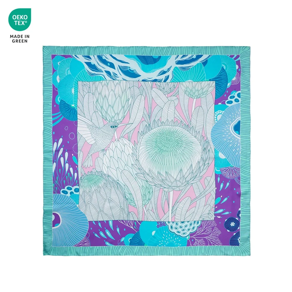 High Quality Popular Design 100% Mulberry Silk Printed Scarf Square 90*90cm For Hair