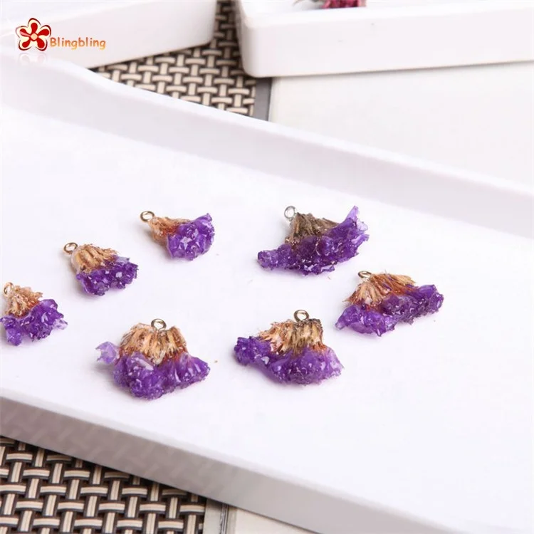 Professional Manufacturer Flower Jewelry Chinese forget me not resin flower charms Necklaces Pendant