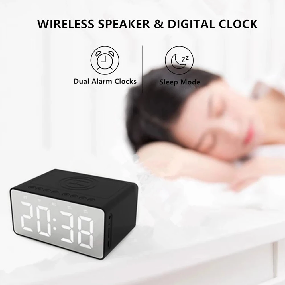New Arrivals Phone Wireless Charger LED Digital Alarm Clock Blue tooth Stereo Speaker BT5.0 Version