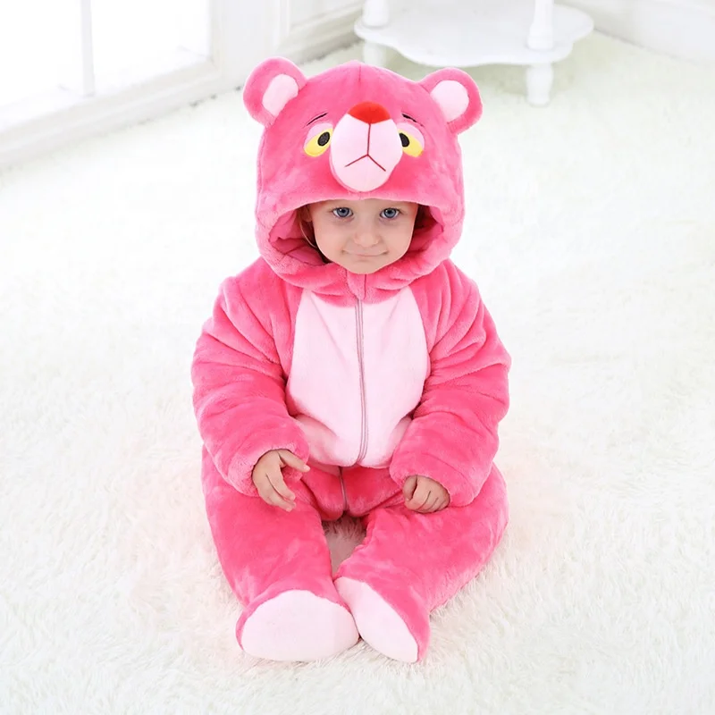 Wholesale thicken flannel tiger kigurumi costume baby clothes kids animal kigurumi winter warm longsleeve baby rompers jumpsuit