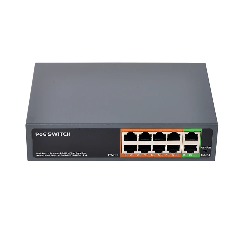 PSE108EX V2.0 8 + 2 порта 10/100 Мбит/с удлинитель 250 м Мини 48 В мощность по ethernet коммутатор poe