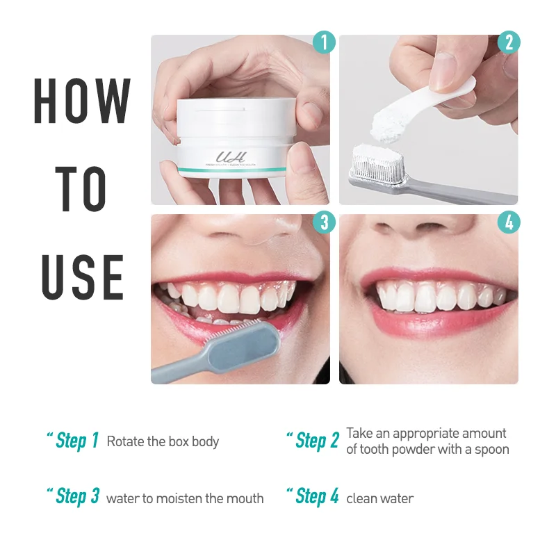 Professional Tooth Whitening Powder Wholesale Vegan Natural Fluoride Free Oral Care Powder For Whitening Teeth