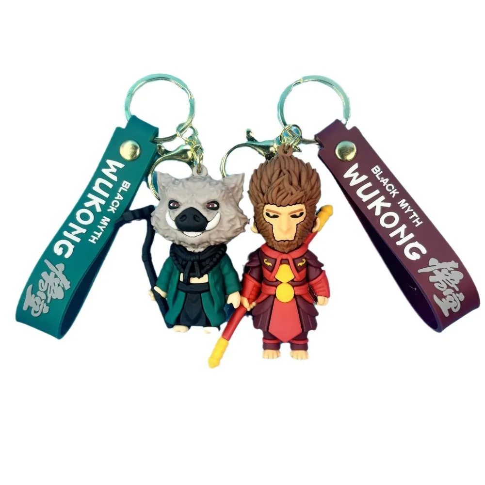 Lawingift Cheap 3D Silicone Wukong Keychain Gift Accessories Black Myth Wukong Pendant Rubber Charm Monkey King Key Rings Chains