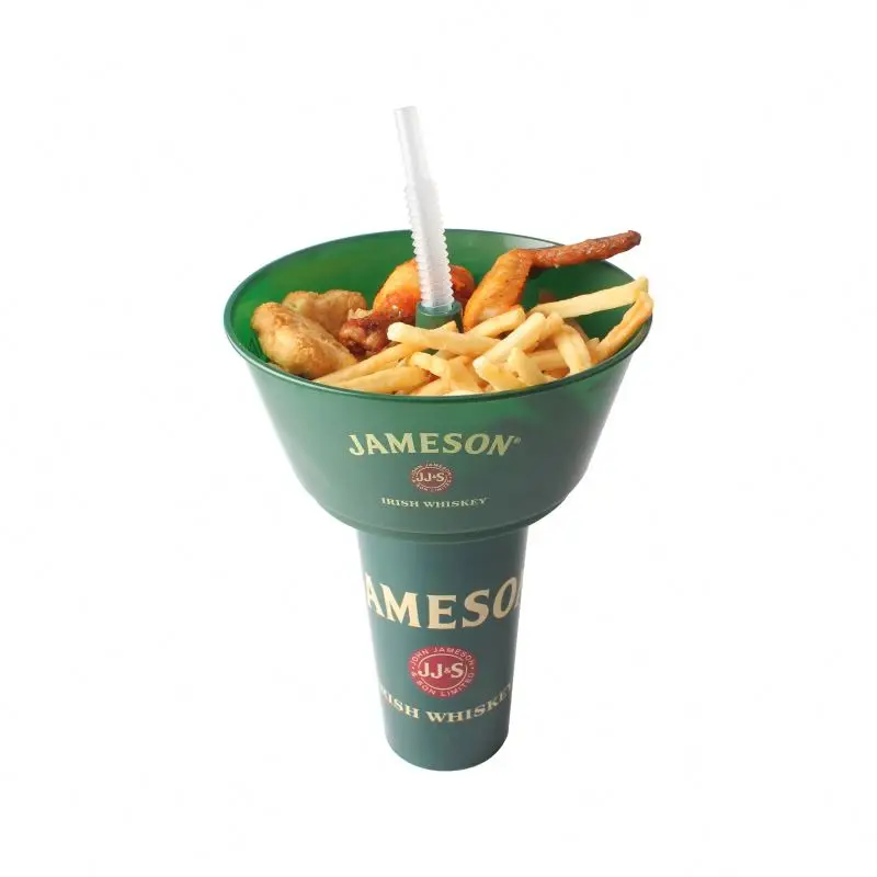 Innovative food tray grub tub with 32 OZ PP beverage cup popcorn and snack tray fit on different cups and bottles