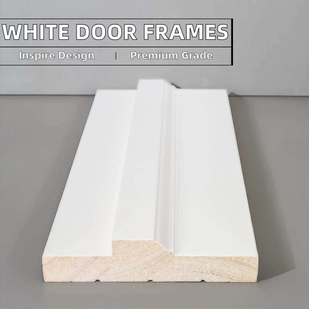 Modern White Primed Solid Wood Door Frame Kits for Interior and Exterior Chinese Design Style for Hotels