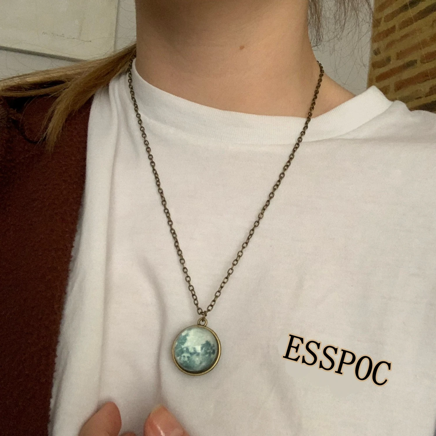 Wholesale Luminous Planets Nebula Outer Space Glass Ball Pendant Silver Metal Chain Jewelry Women Necklace