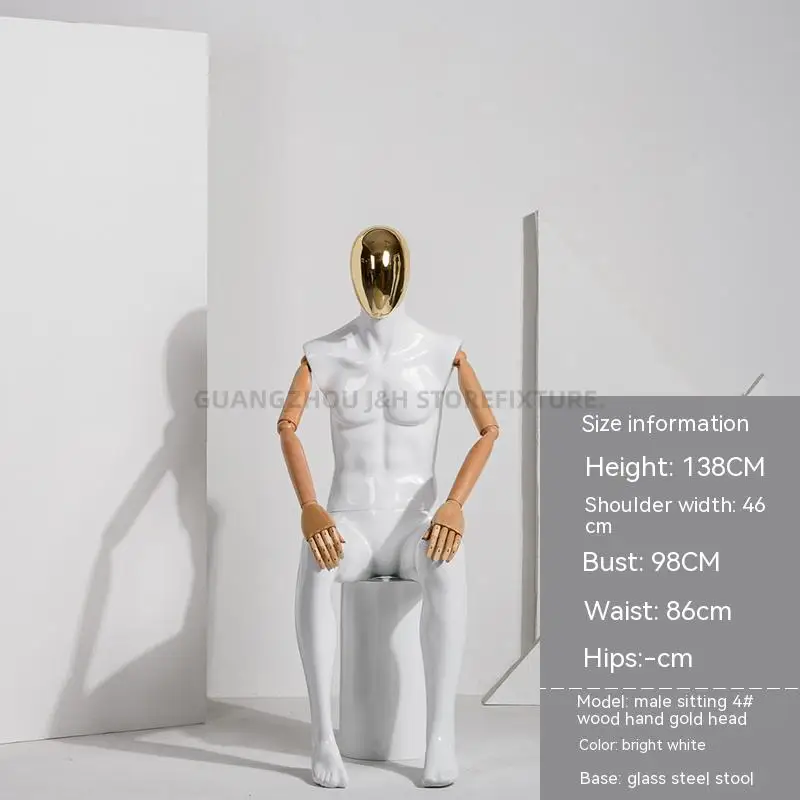 wooden arm male full size clothes mannequin chrome mannequin head fashion display dummy for clothing male