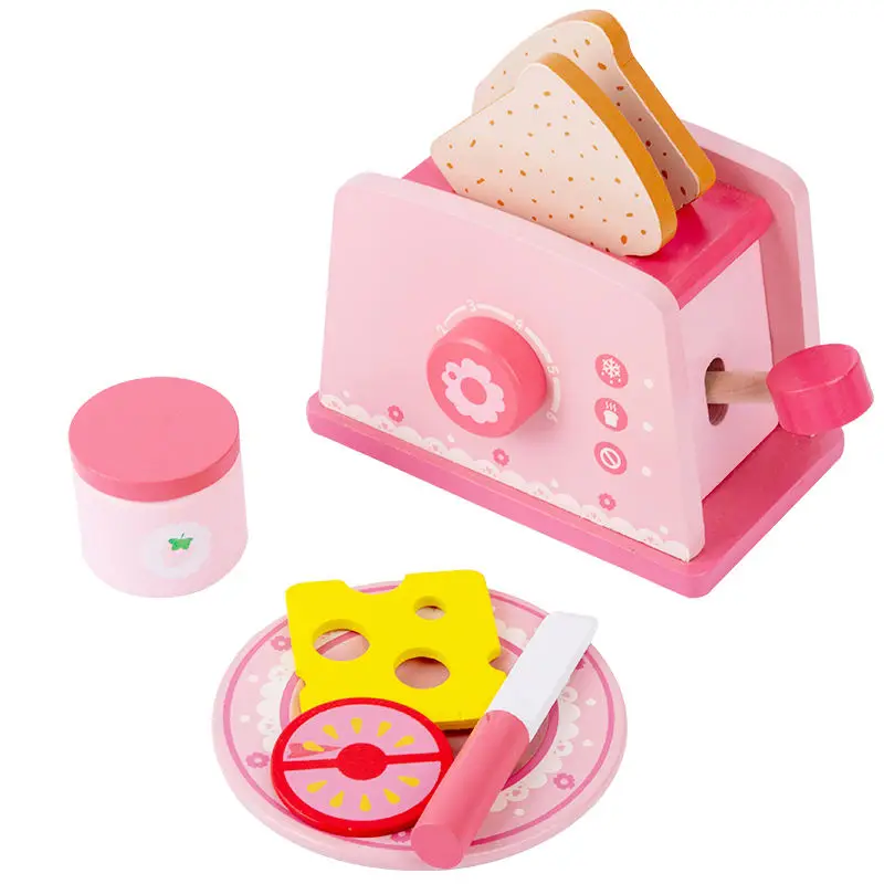 DIY food for kids and kids real cooking kitchen utensils pretend to play with kids cooking table set kitchen toy pink toaster