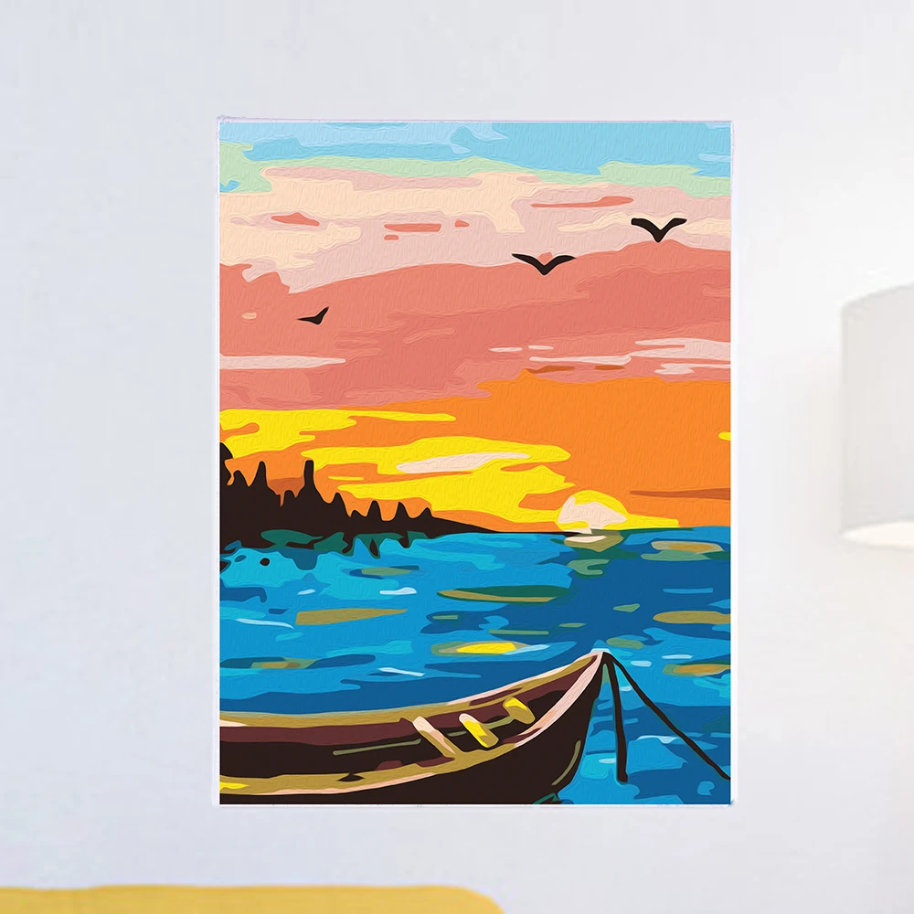 12x16inch Painting by Number Set Canvas DIY Color Landscape Oil Painting Acrylic Paints Kits Art Decor Painting With Frame