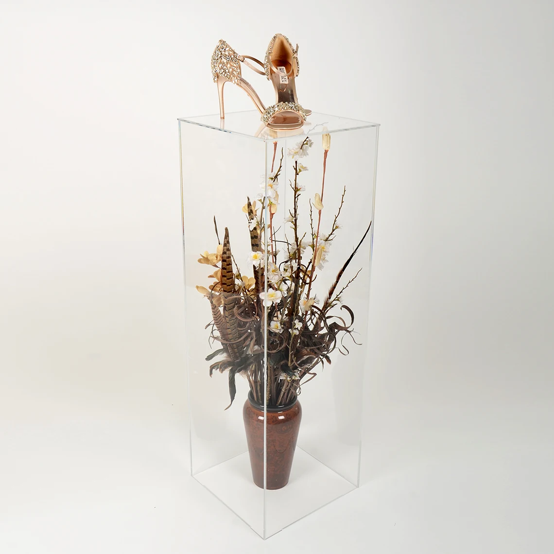 acrylic wedding plinth high transparent for flowers display rack