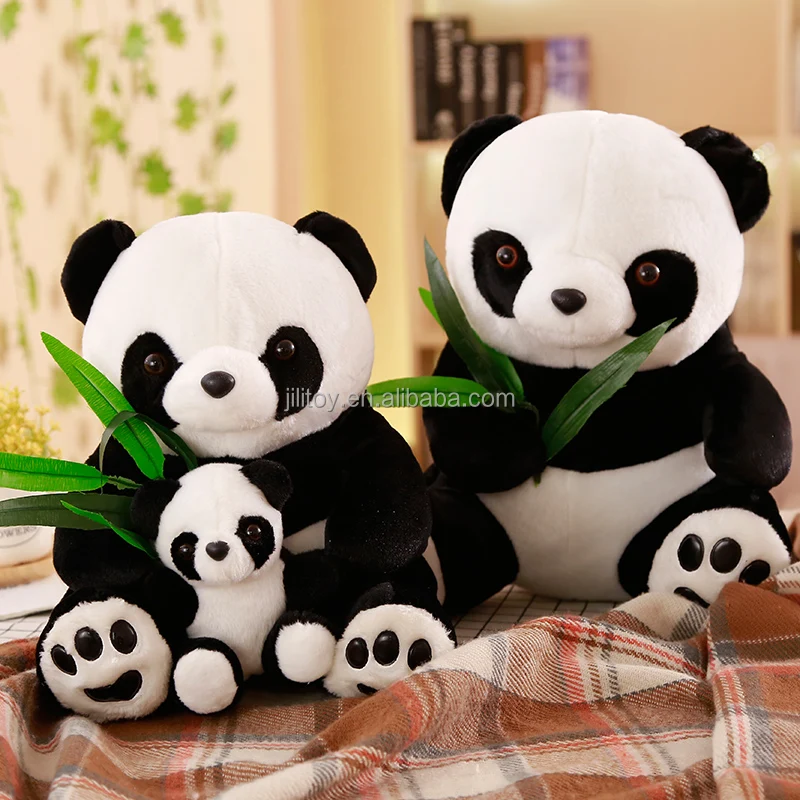 wholesale 9.8inch kawaii panda plush soft toy custom small cute stuffed animals toys panda with baby