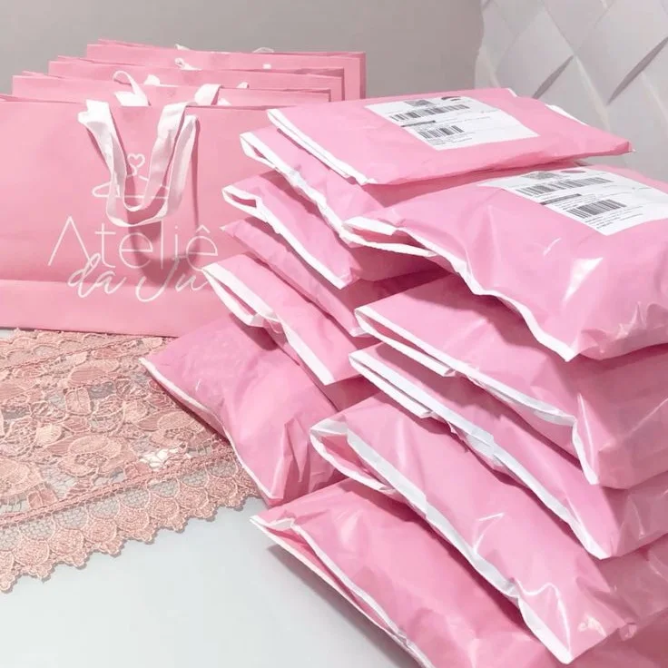 custom biodegradable compostable courier postal mail bags pink green waterproof poly shipping mailer bags for products shipping