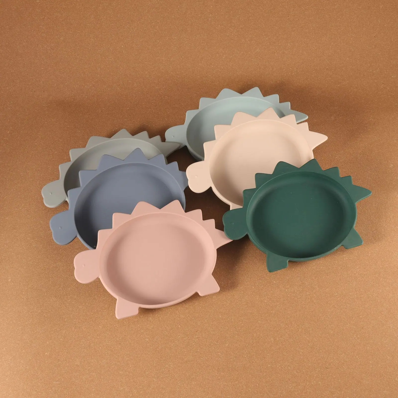 Wholesale Food Grade Silicone Dinosaur Shaped Cute Baby Plate Divided Baby Feeding Dino Bowl