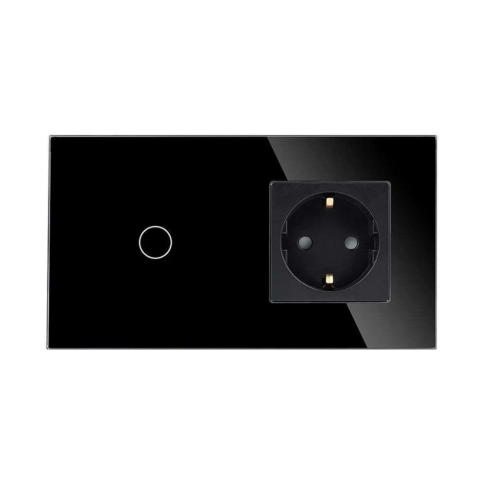 WIFI Light Switch with Socket 1 Gang 1 Way Switch and Socket Modern EU smart switch push button