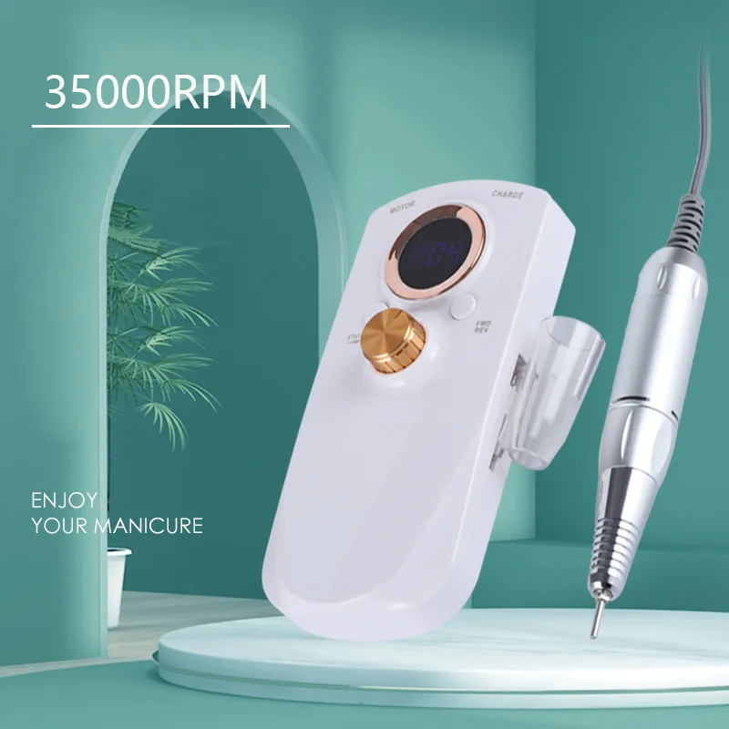 Manicure  Machine Brushless Motor 35000 Rpm Professional Digital Mini Portable Nail Drill