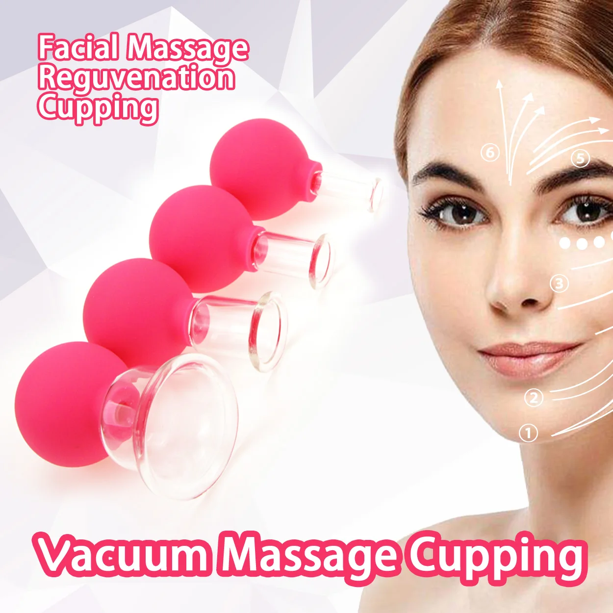 Anti cellulite vacuum Body Facial Massage Suction Glass Cupping set of 4 - facial rejuva cup