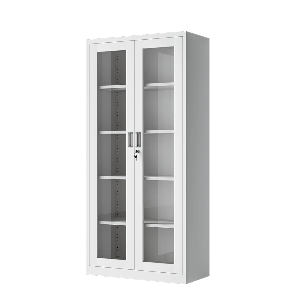 Modern Design Office Furniture Iron Swing Glass Door Storage Cupboard Steel Cabinet for School Workshop Gym Hotel Hospital