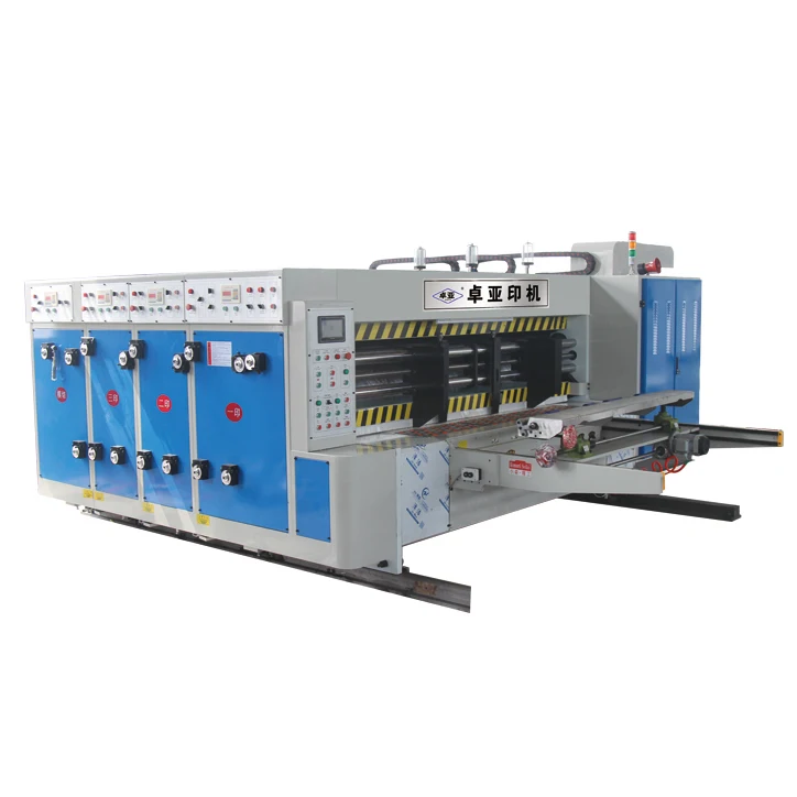 
Flexo ink 4 color printing slotting die cutting automatic corrugated box making machine 