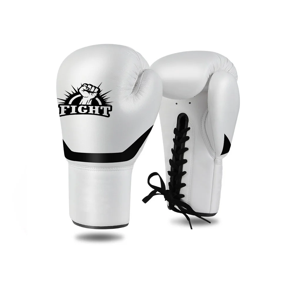 Оптовая продажа, Индивидуальные боксерские перчатки из искусственной кожи OEM, Смешанная Боевая кожа с поддержкой запястья, черный цвет, 8 унций, 10 унций, 12 унций, 14 унций, 16 унций