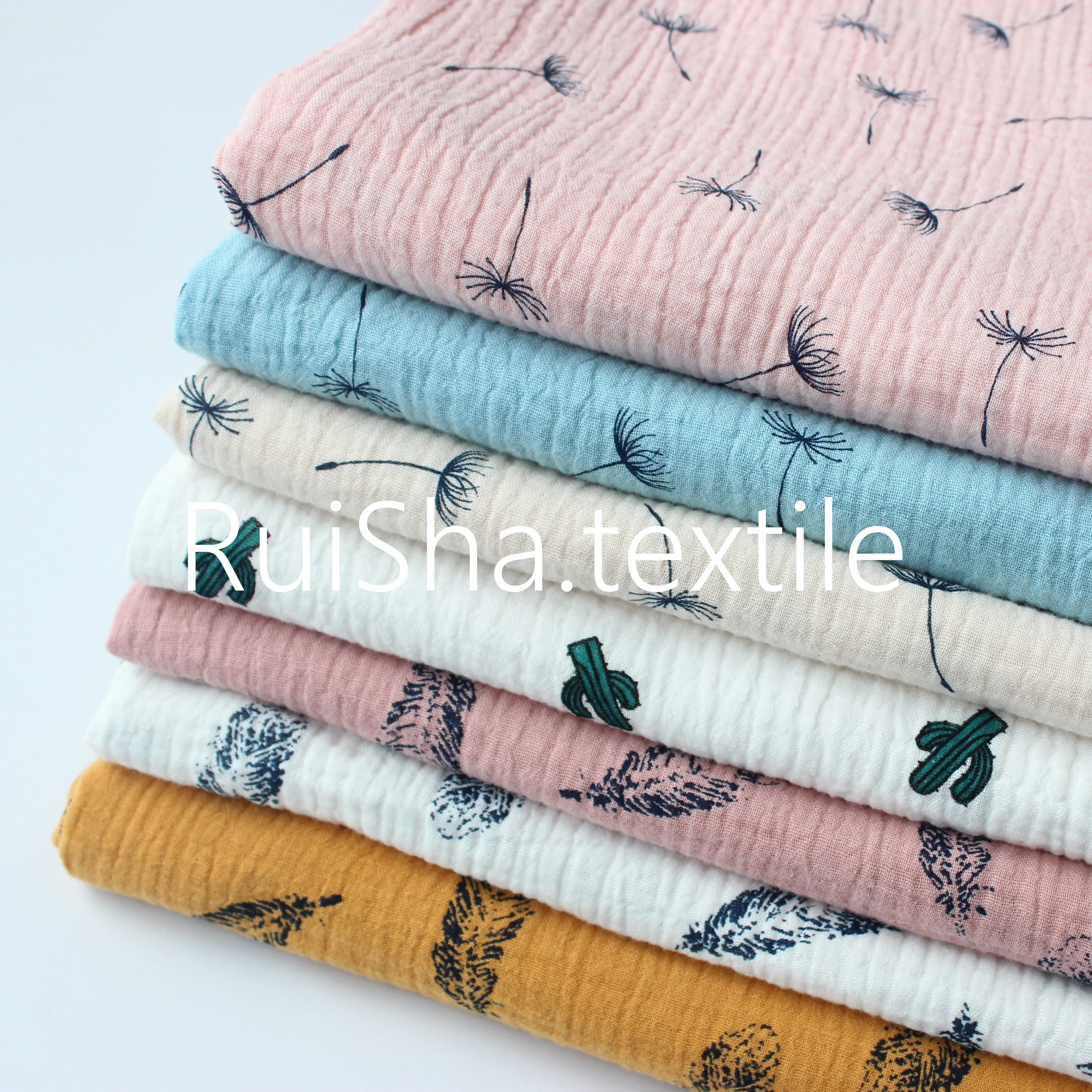 
100% cotton double crepe gauze sleepwear baby blanket kids fabric 