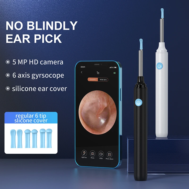 Earwax Cleaner Household 5MP Visual Ear Wax Removal Tool Kit With 6 Ear Spoon Home Use Wireless Endoscope Ear Cleaning Set