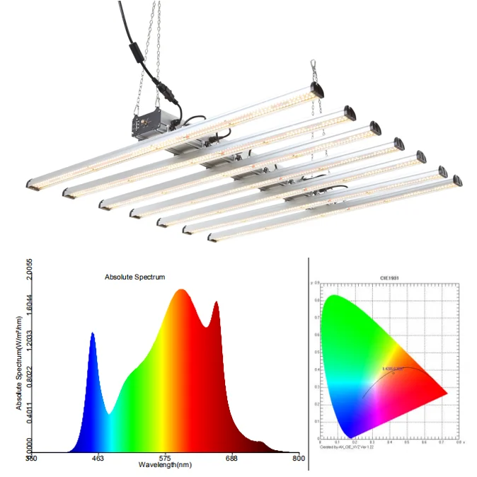 
High Efficacy Samsung lm561c lm301b 8 bars 600W full spectrum Led Grow Light dimmable IP65 Waterproof for indoor hydroponic 