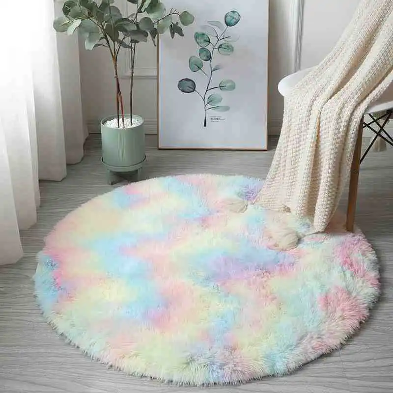 Круглый Радужный напольный коврик Tie Dye Радужный коврик в стиле Ins 80/100/200 см круглый ковер