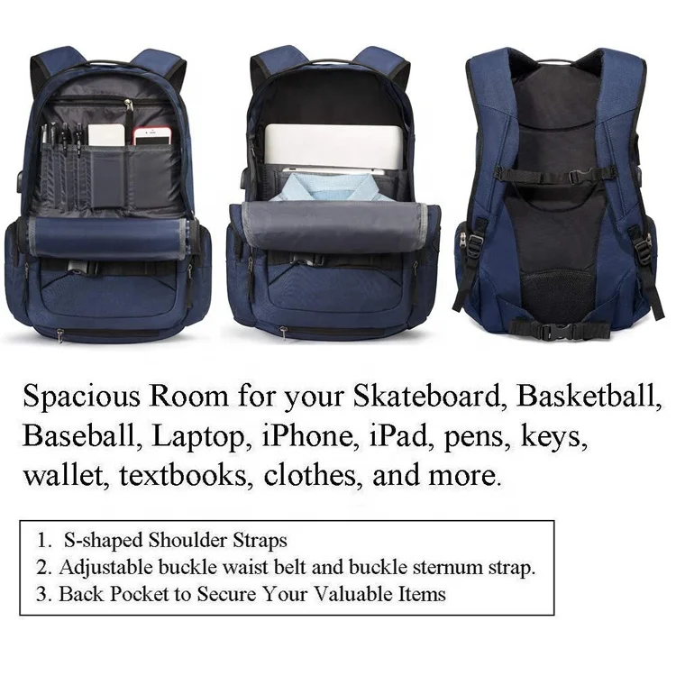 Hot-Sell Skateboard Basketball Soccer Backpack New Waterproof Gym Bag College Casual Travel Sports Backpack For Men