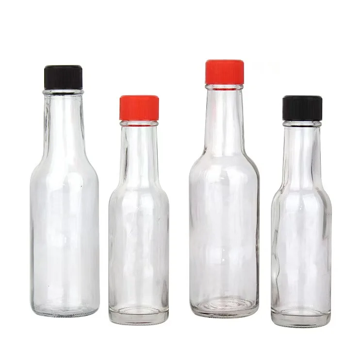 Mini small glass sauce bottle barbecue bbq tabasco sauce bottle chilli oil bottles with cap 100ml 150ml 250ml