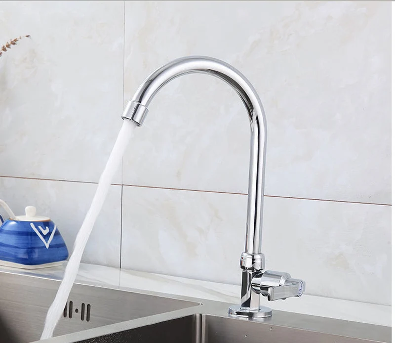 Low price zinc alloy kitchen single cooling vertical hexagonal big bend wash basin sink sink wash basin faucet