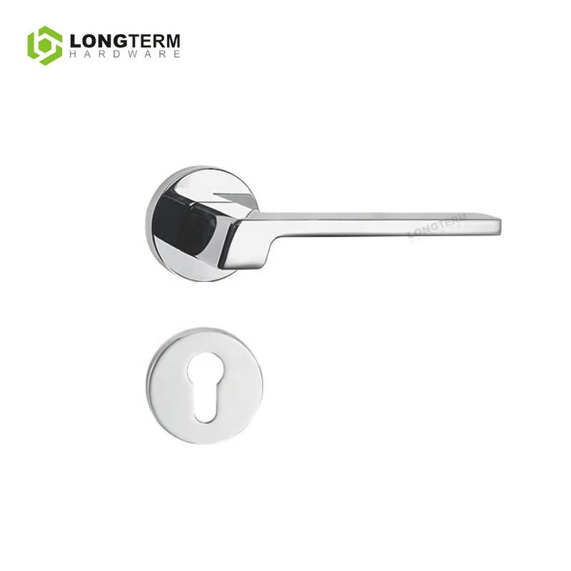 Wood Door Hardware Lock and Handle Zinc Alloy Modern Matte Black Privacy Entry Door Square Lever Interior Door Handle