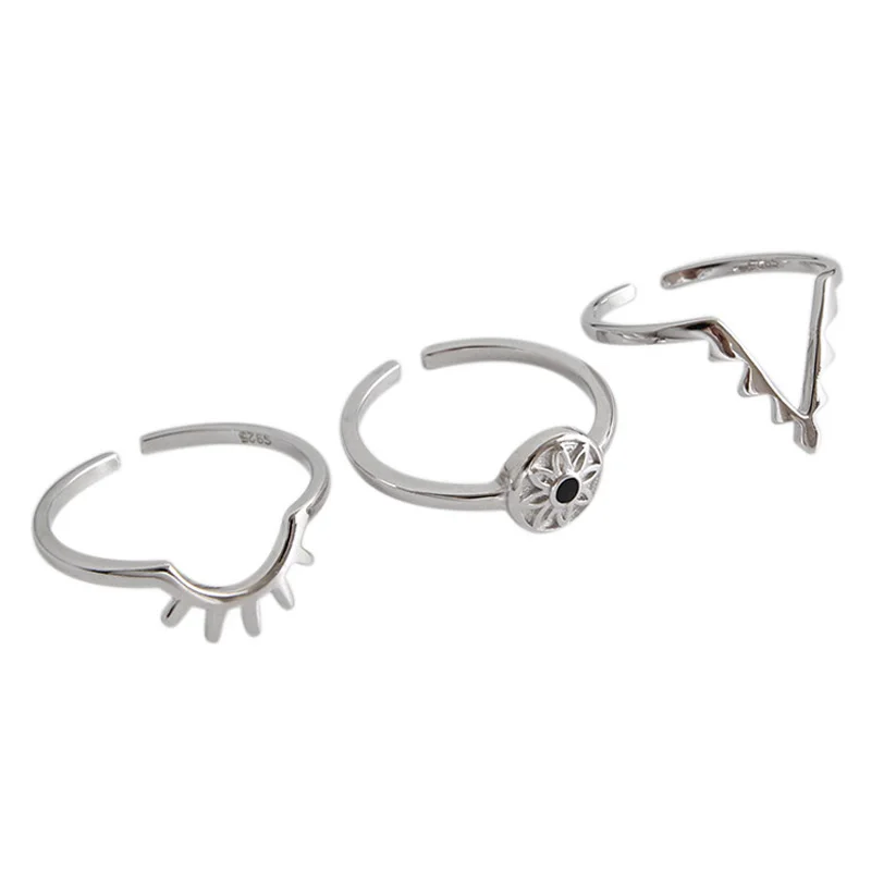 Wholesale Accessories Women Jewelry Open 3 Set Shape Finger Gold Plated Custom Turkish Evil Eye 925 Sterling Silver Ring