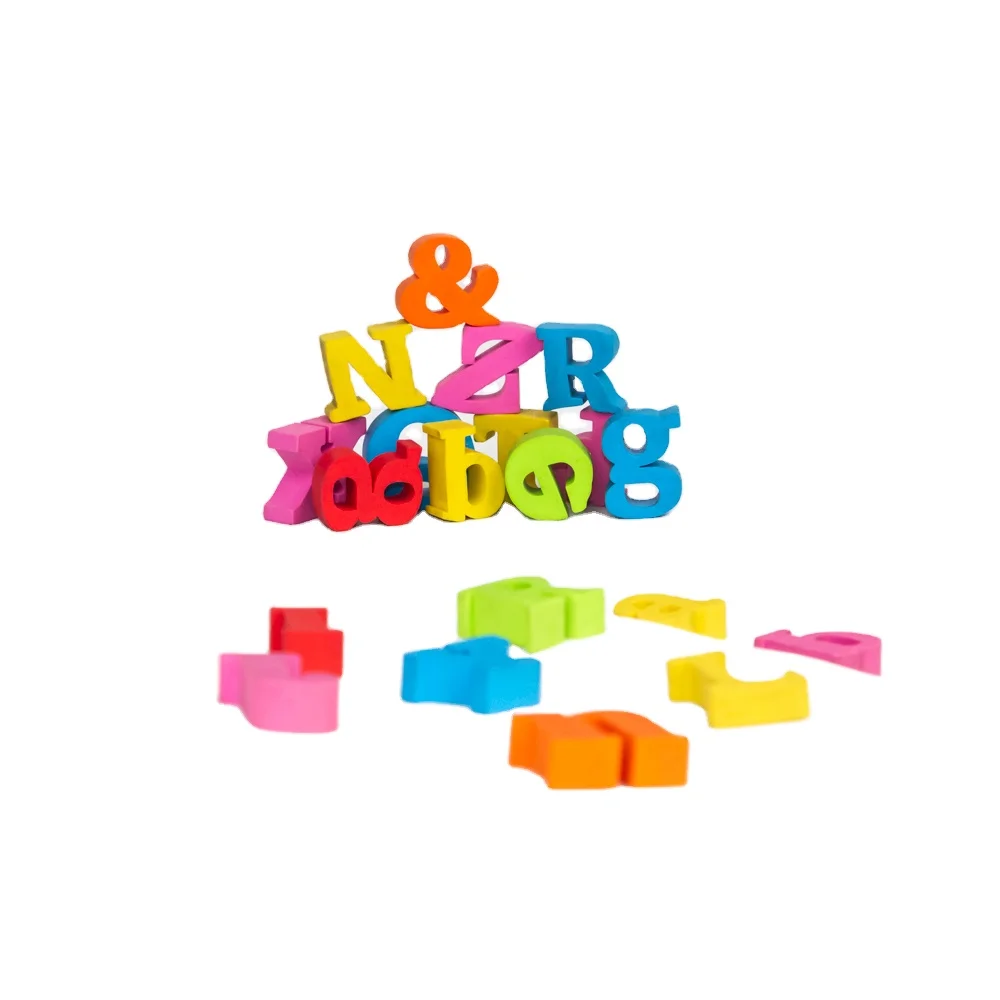 Best quality 2D alphabet shaped eraser set mini pencil eraser rubber kawaii eraser stationery for kids learning school supply