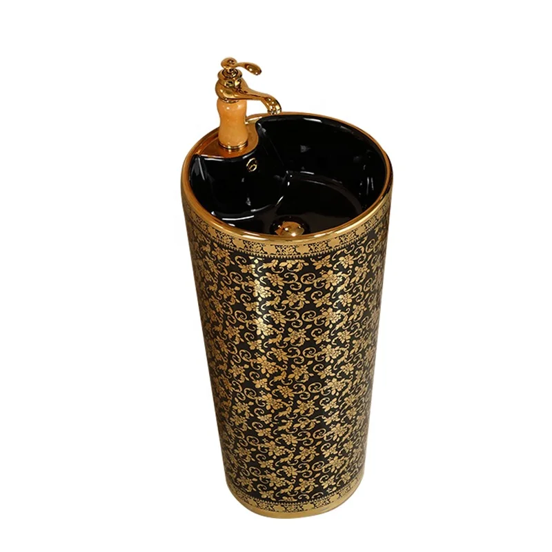 Luxury High Quality Black Gold Toilets Set Bathroom Toilet Sink Combo Basin Toilet