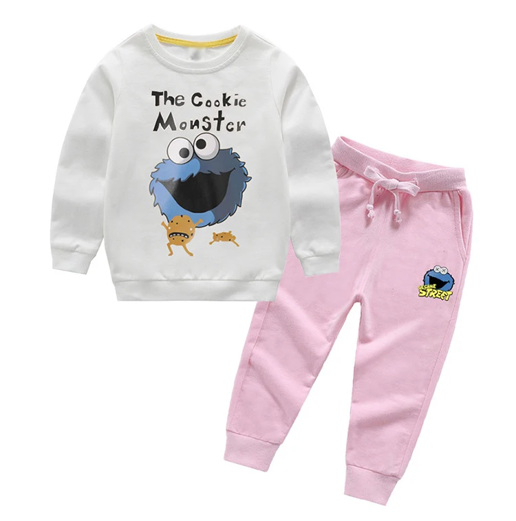 Neue Herbst Kinder Junge Mädchen 100% Baumwolle niedlich bedruckte Sweatshirt Hose zweiteilige Kinder Freizeit kleidung Set