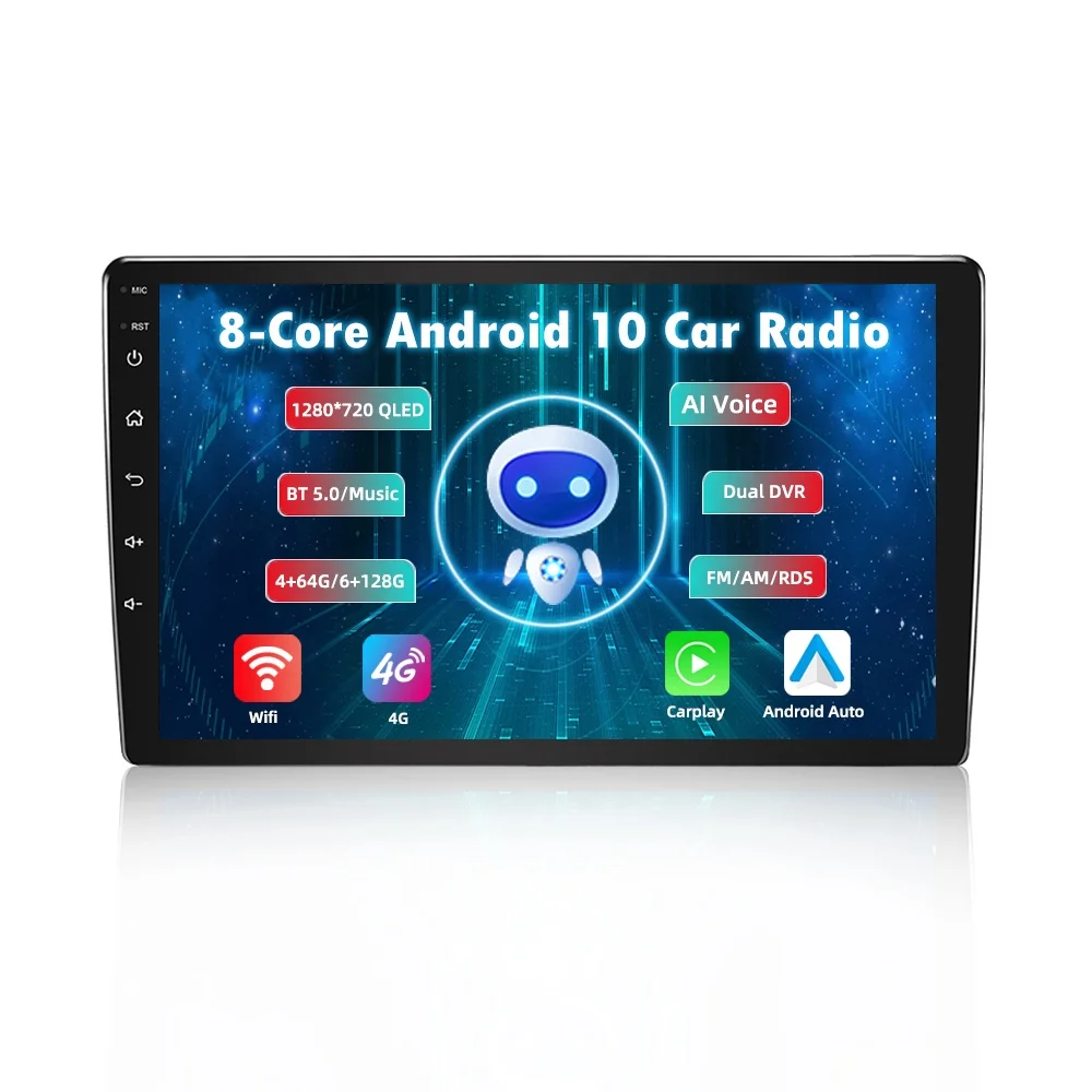 Universal car DVD player 9 inch Double DIN car video Android GPS 8- Core 4+64GB 4G Carplay DSP/RDS multimedia