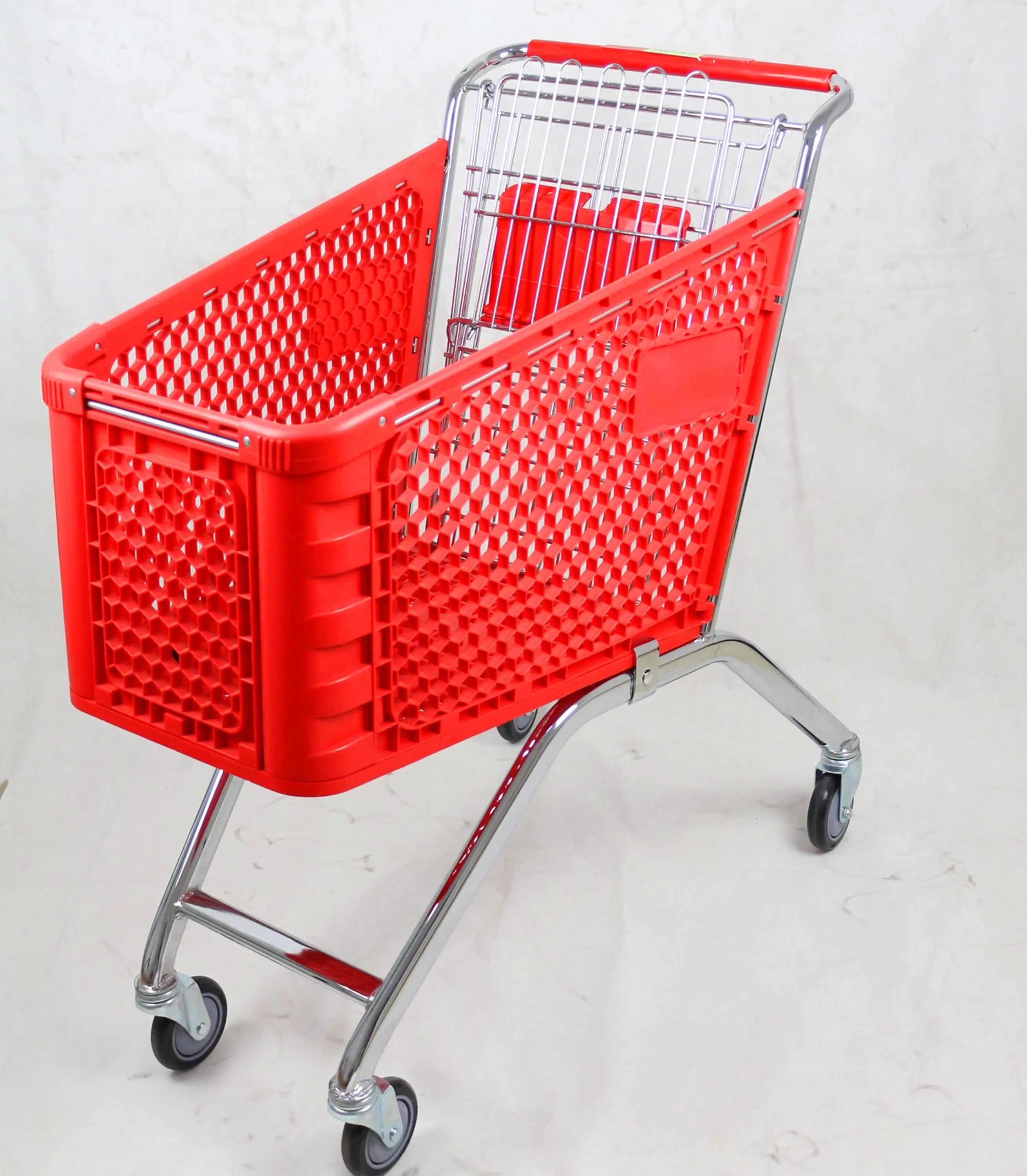 MOQ 50 PCS 100L Europe Style Supermarket Plastic Trolley