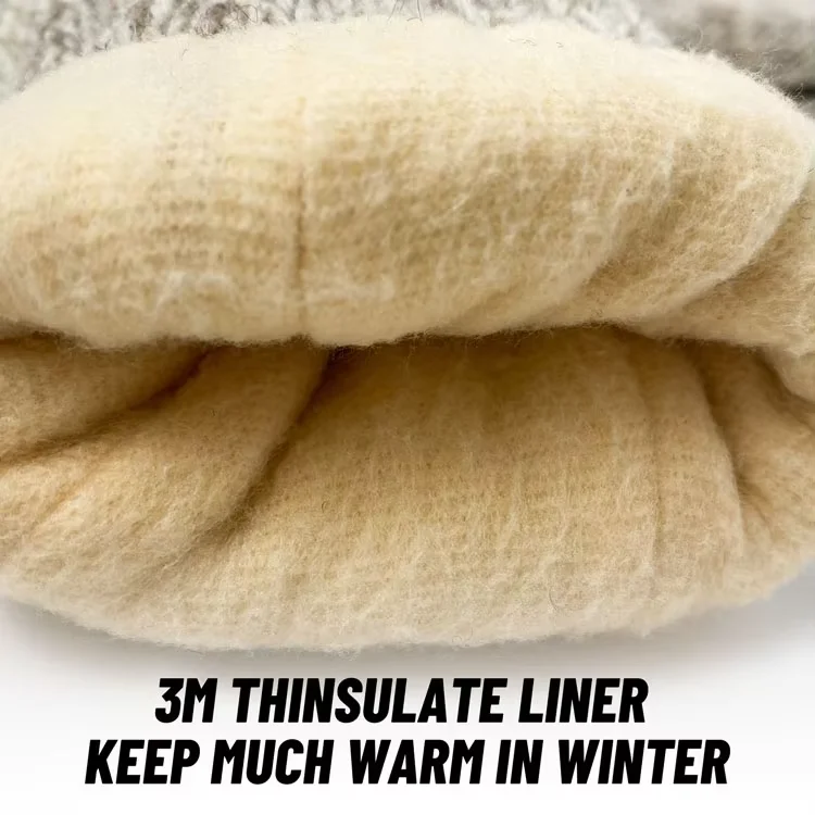 Professional Customized Winter Warm Wool Half- finger Gloves with Cover and Leather Pam