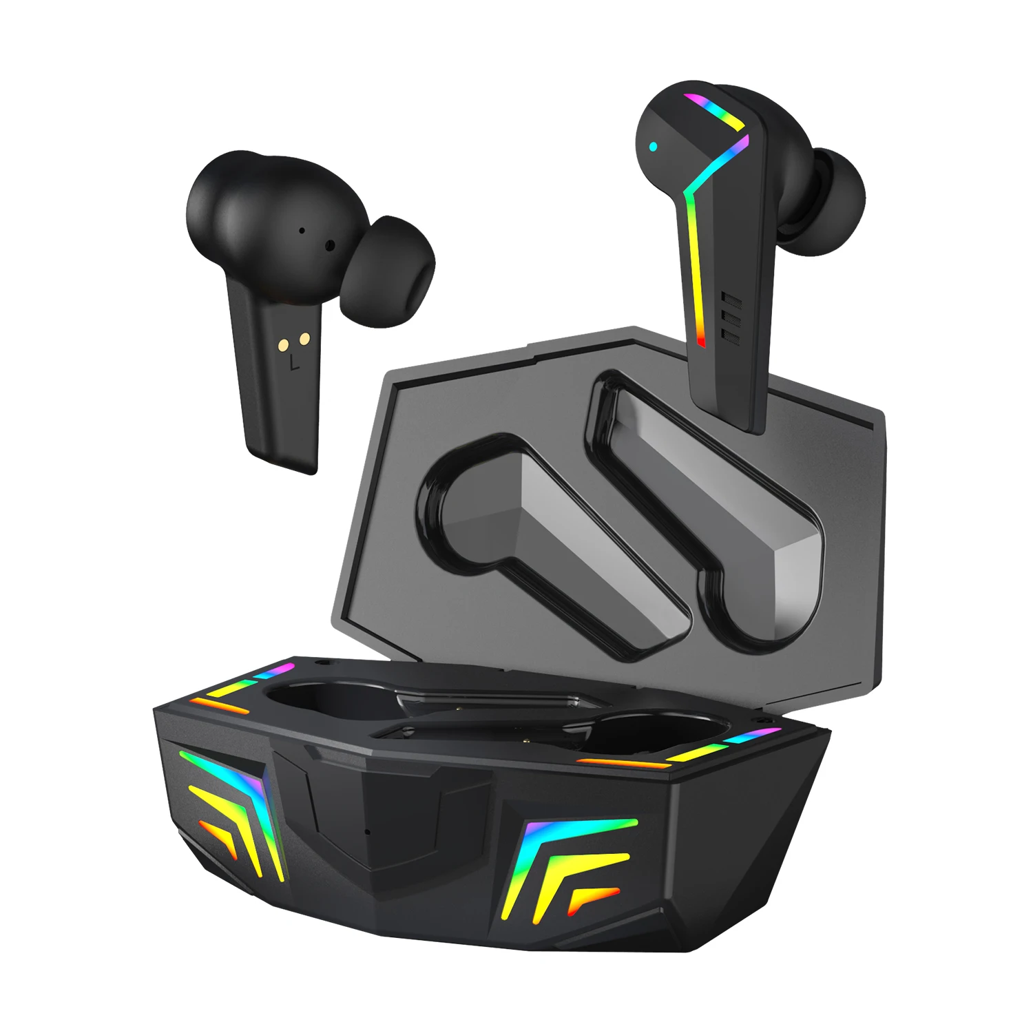Waterproof led flashing wireless earbuds Earphone with Mic Bass Audio Sound Positioning Phone Game Wireless Headset