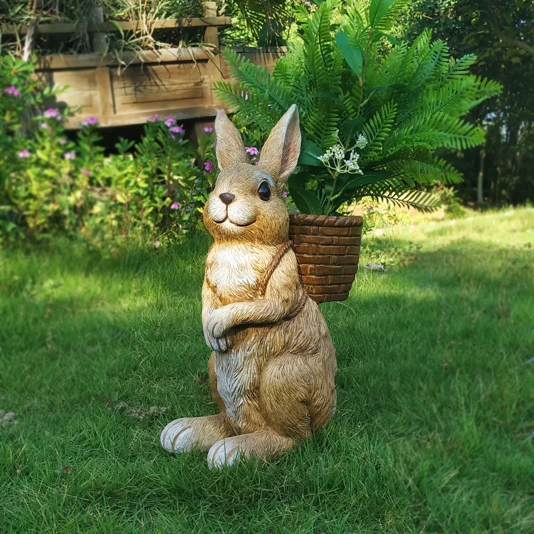 Индивидуальный дизайн, украшение двора, горшок для цветов животных, горшок для кроликов, полимерный садовый декоративный горшок в форме кролика %