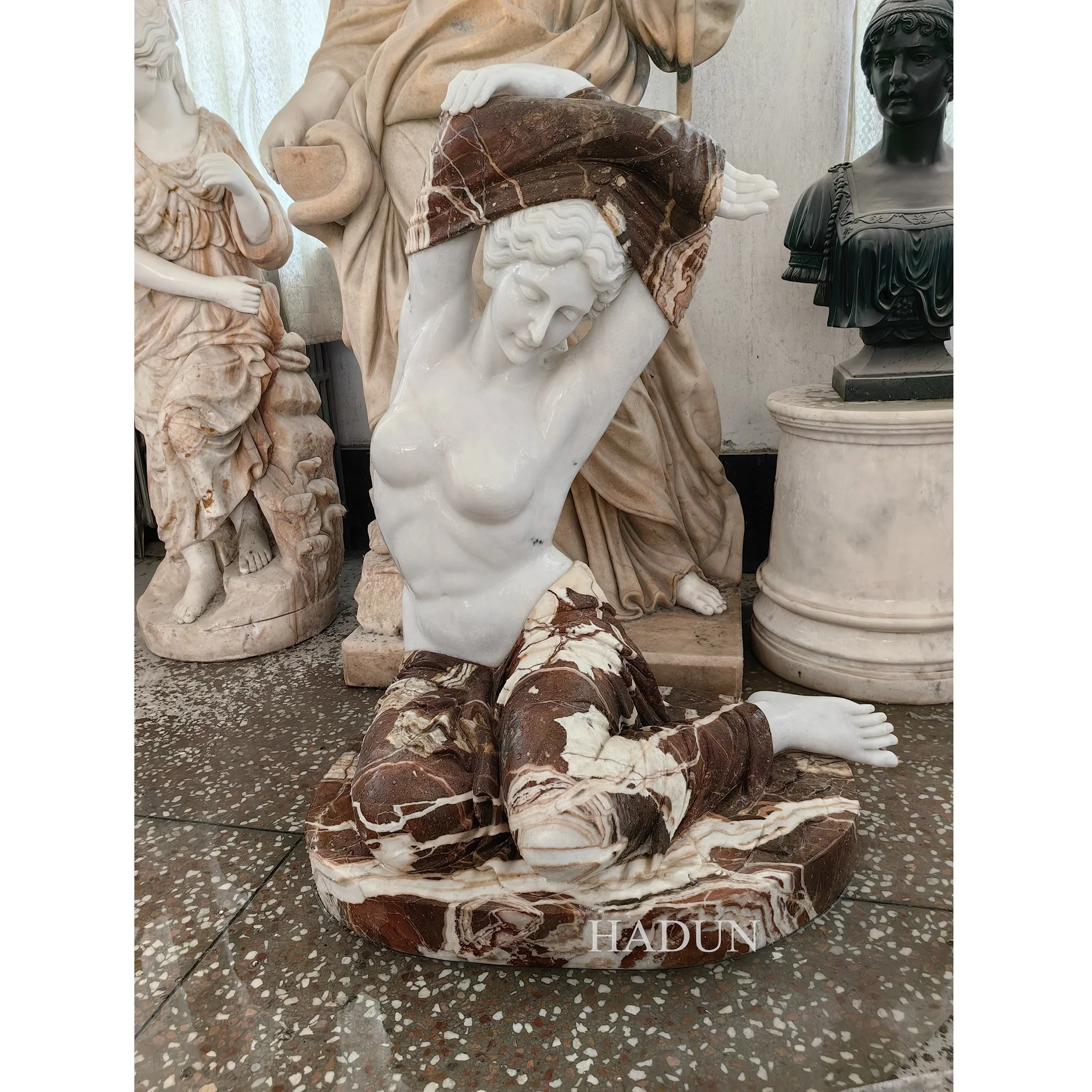 Hand Carved Villa Hotel Decorative Life Size Garden Natural Stone White Sexy Woman Sculpture Marble Nude Lady Statue For Sale