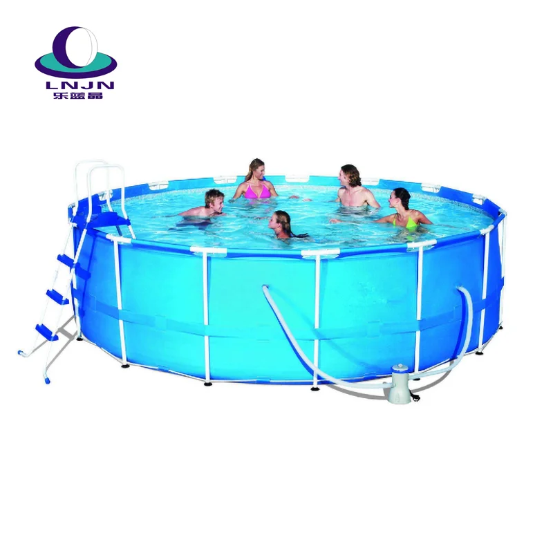 Hot selling above ground outdoor customized/sur mesure pvc steel frame swimming pools manufacturer